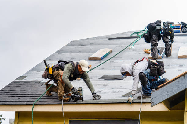 Professional Gutter Installation technician working in Wyoming, NY